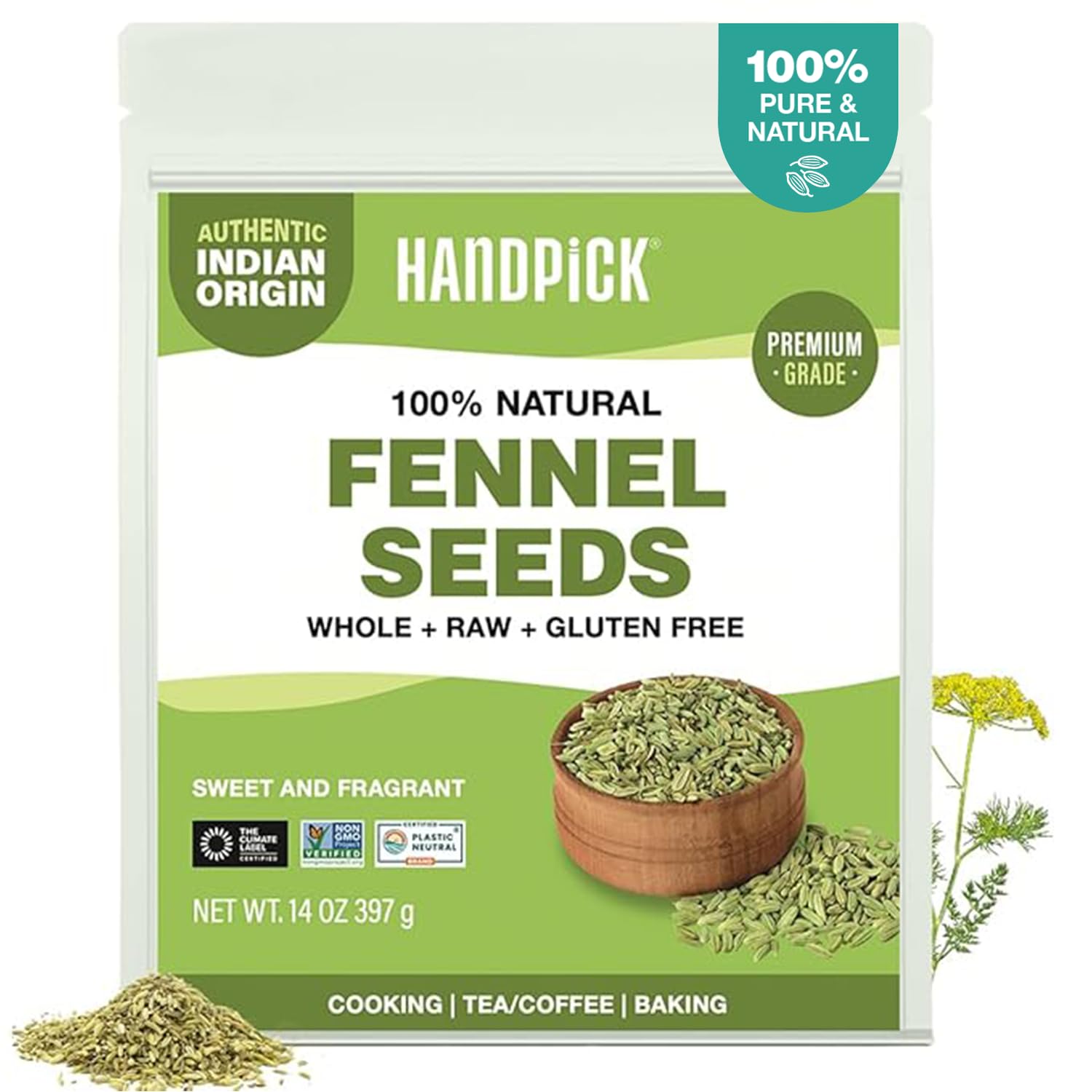 Amazon.com : HANDPICK Fennel Seeds Whole (14oz) Raw Seeds, Tested